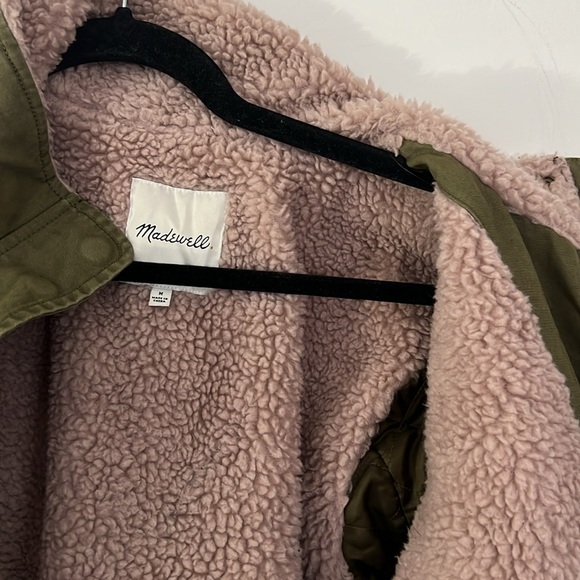 Warm Madewell faux fur lined green coat - Picture 3 of 4